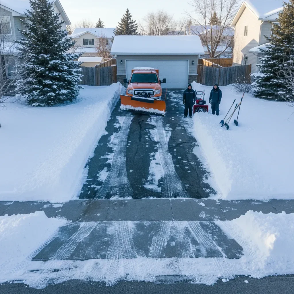 Professional Snow removal service by Meadows Landscaping Airdrie in Airdrie